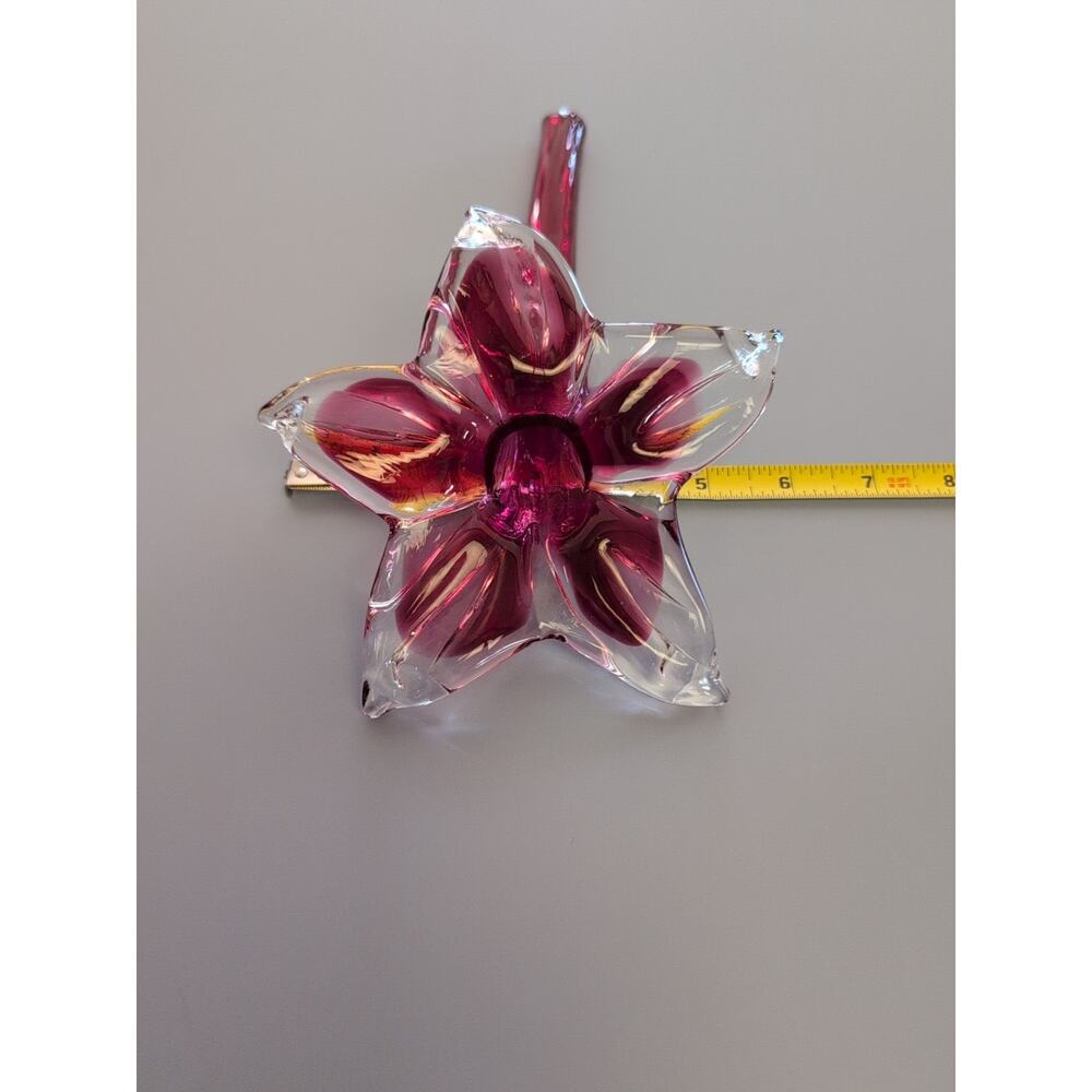 Vintage Pilgrim Cranberry Glass Lily Flower Single Blossom Bud Vase Sculpture 9” - Picture 6 of 6